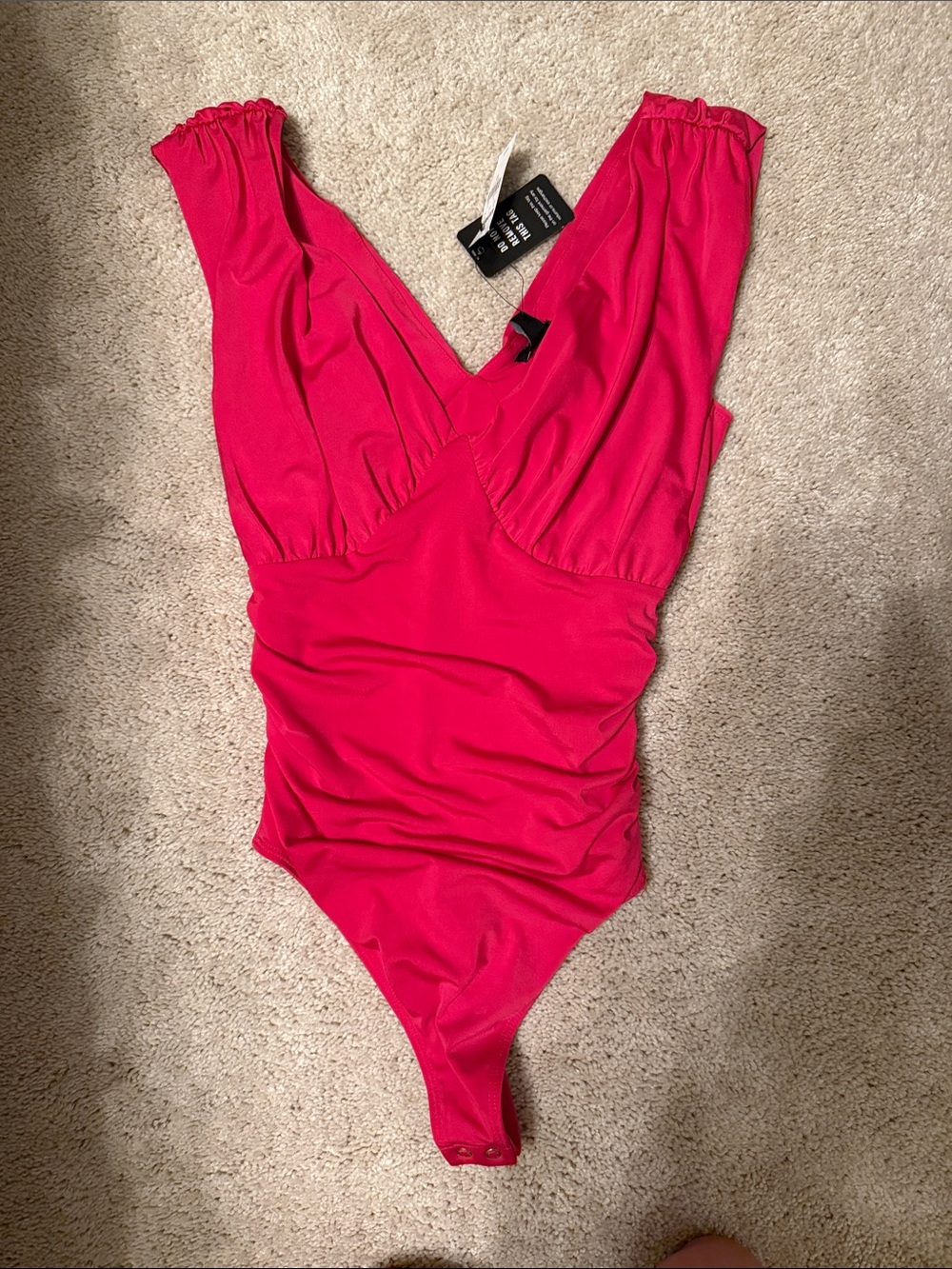 Express Hot Pink V-Neck Bodysuit